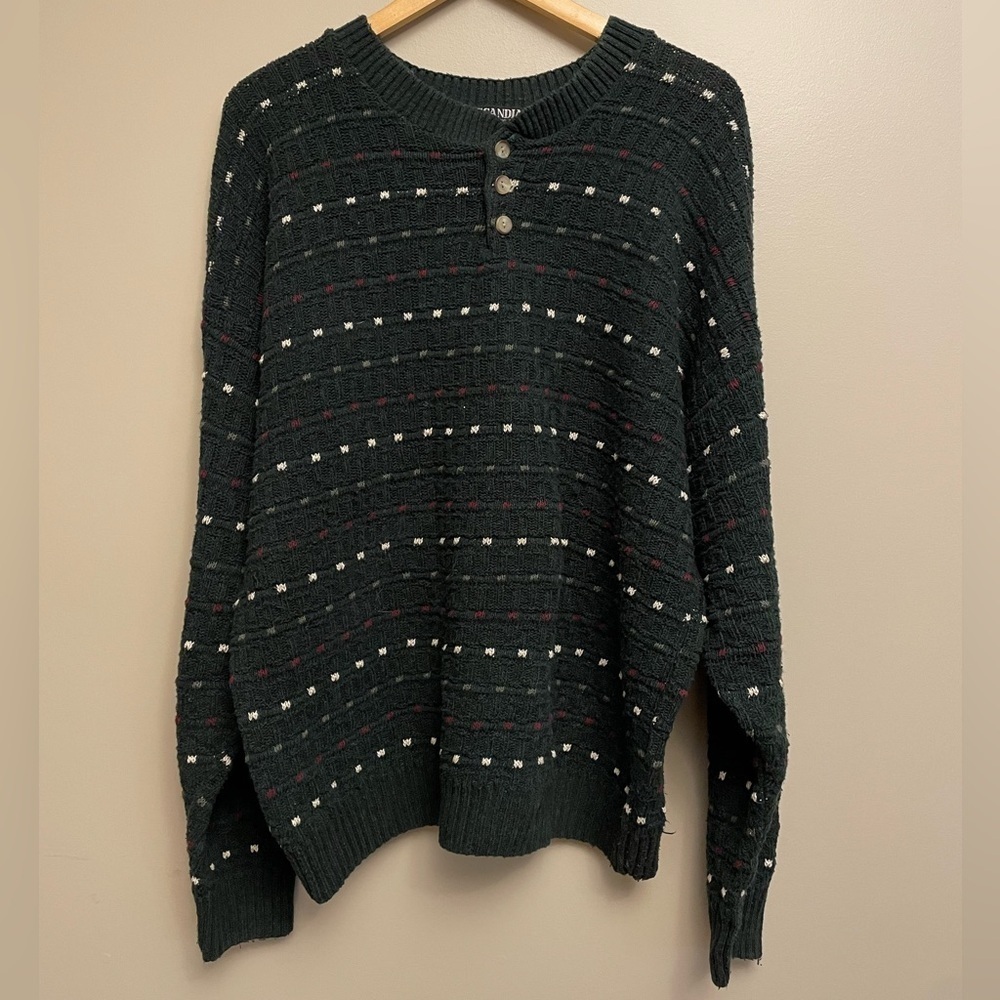Scandia Vintage 90’s Grandpa Knit Sweater Dark Green